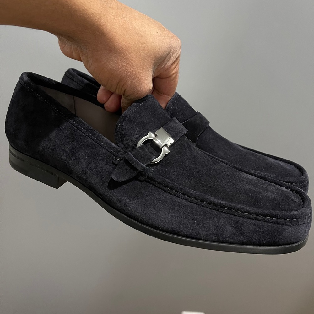 Salvatore Ferragamo Adam Loafers NavyBlue Sz 10.5E - Picture 5 of 15